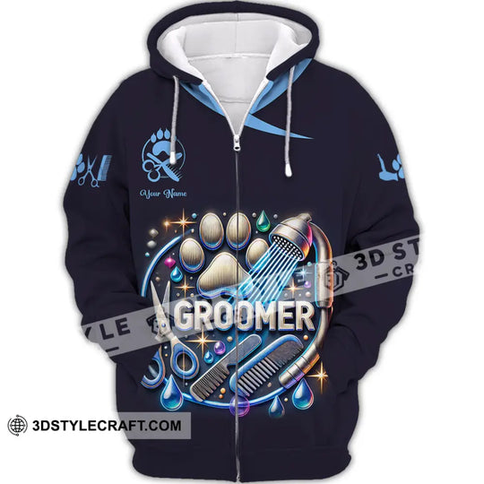 Unisex Shirt, Custom Name Pet Groomer Shirt, Groomer Polo Long Sleeve Shirt, Pet Shop Uniform style option 3