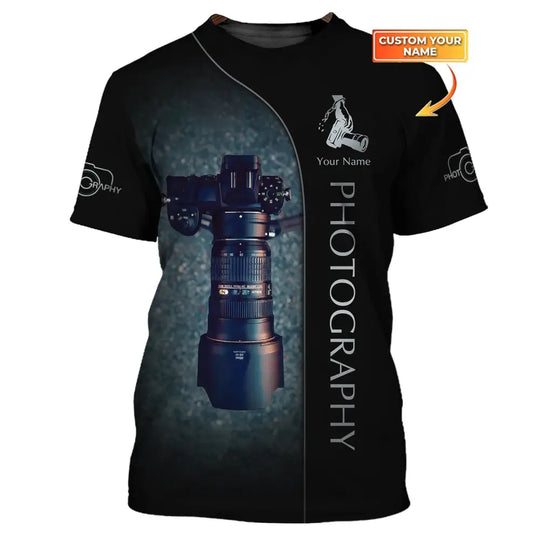 Unisex Shirt, Custom Name Photography Shirt, Gift For Photographers, Camera Lover Shirt style option 1