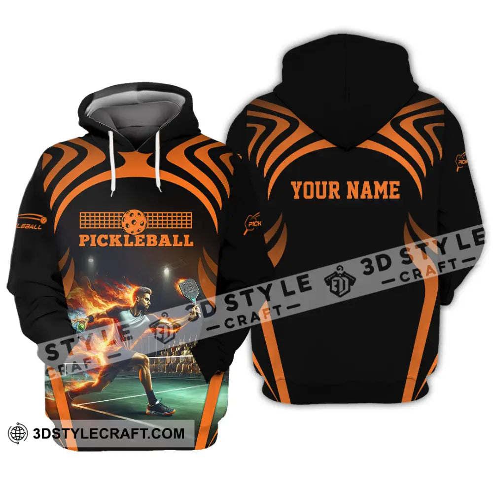 Unisex Shirt - Custom Name Pickleball Fire Playing Hoodie / S T-Shirt