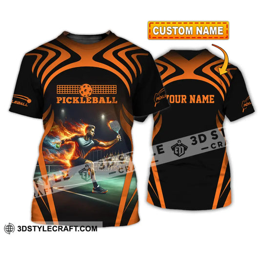 Unisex Shirt - Custom Name Pickleball Fire Playing T-Shirt