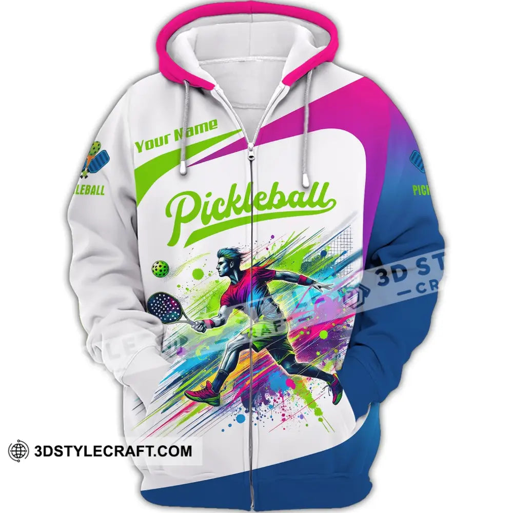 Unisex Shirt Custom Name Pickleball Lover Hoodie Polo Long Sleeve Gift For Players Zipper / S