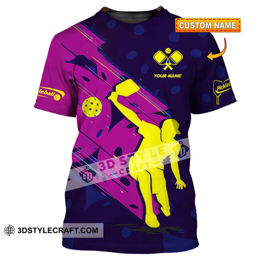 Unisex Shirt - Custom Name Pickleball Shirt Purple Yellow style option 1