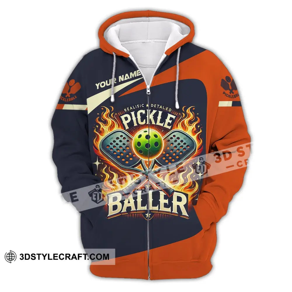 Unisex Shirt Custom Name Pickleball T-Shirt For Club Gift Players Zipper Hoodie / S T-Shirt