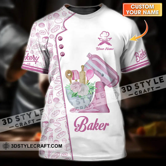 Unisex Shirt - Custom Name Pink Baker Shirt style option 1