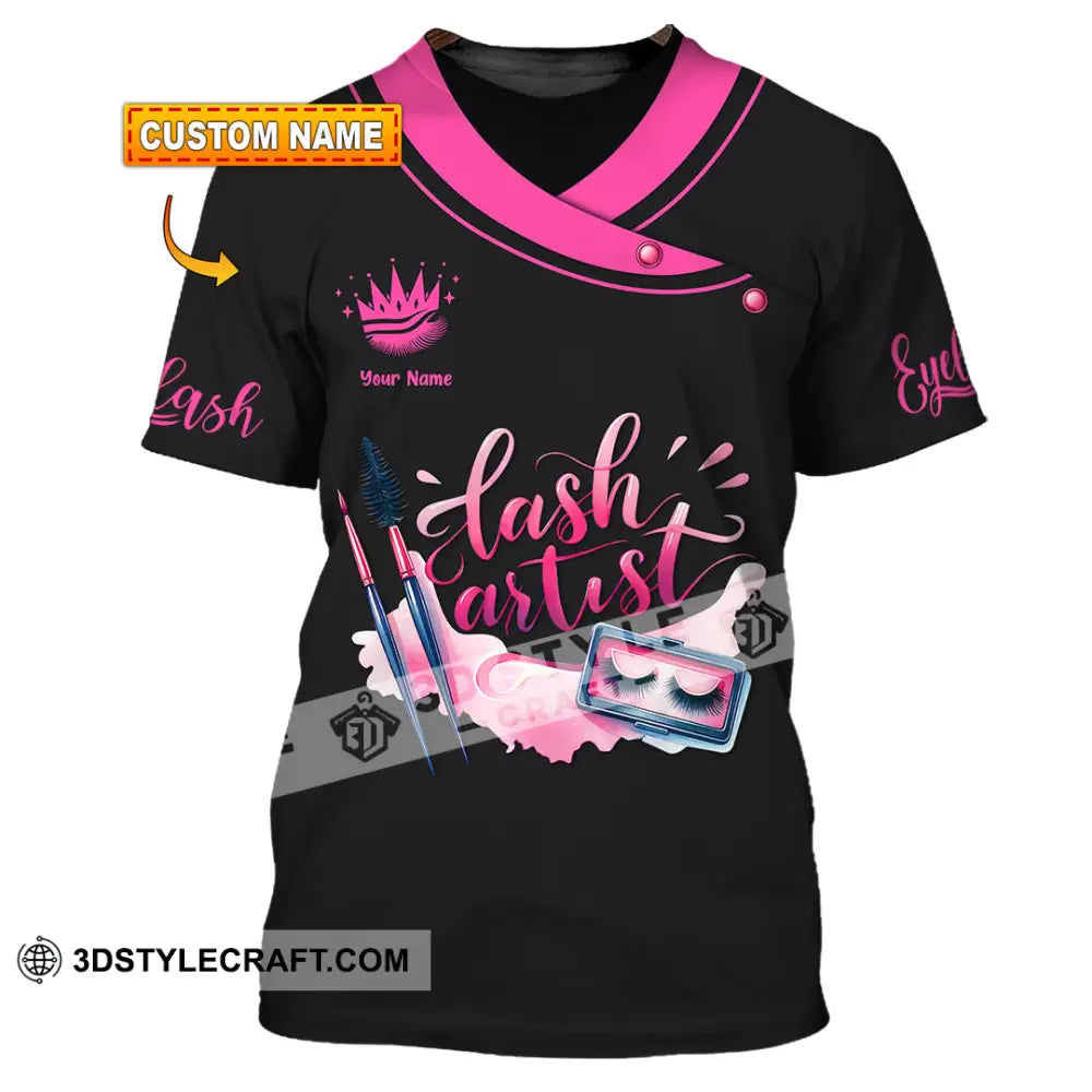 Unisex Shirt - Custom Name Pink Lash Artist T-Shirt