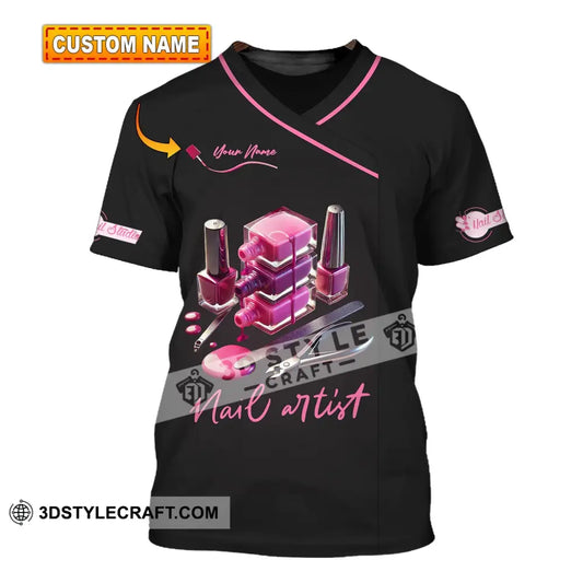 Unisex Shirt - Custom Name Pink Nail Artist T-Shirt