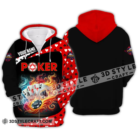 Unisex Shirt - Custom Name Poker Heart Zipper Hoodie / S T-Shirt