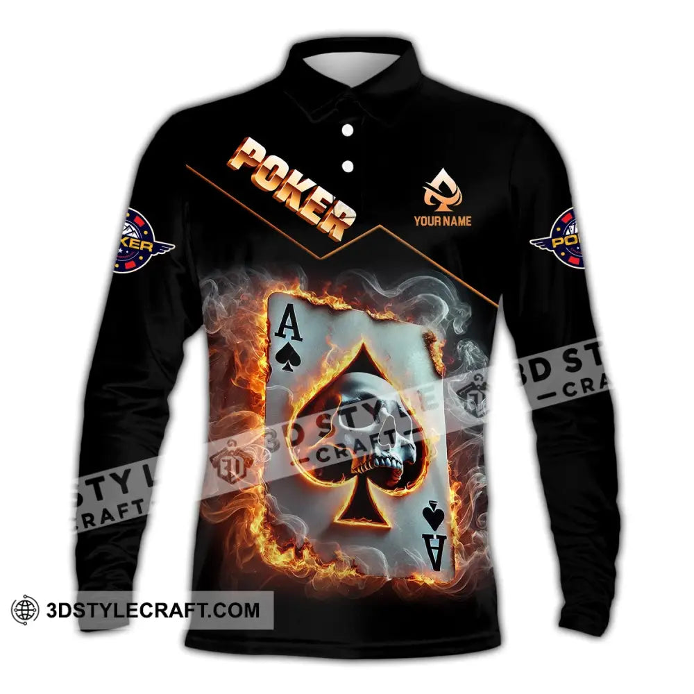 Unisex Shirt Custom Name Poker King T-Shirt Hoodie Long Sleeve Casino Polo / S T-Shirt