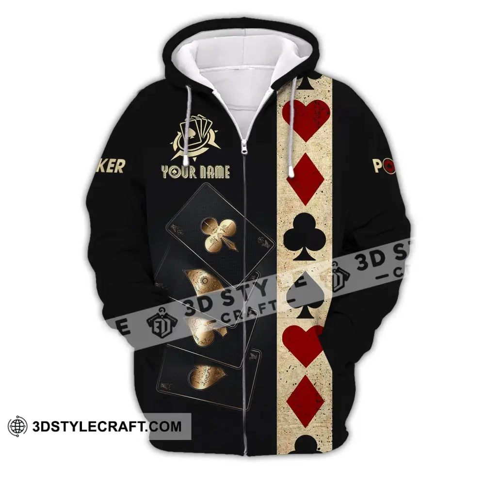 Unisex Shirt Custom Name Poker T-Shirt Casino Gift Zipper Hoodie / S