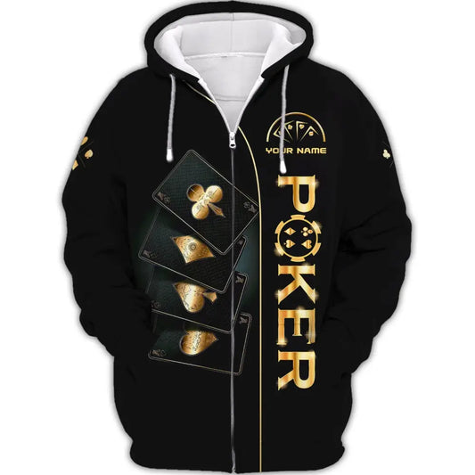 Unisex Shirt Custom Name Poker T-Shirt Hoodie Gift Zipper / S