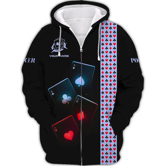 Unisex Shirt Custom Name Poker T-Shirt Polo Casino Zipper Hoodie / S