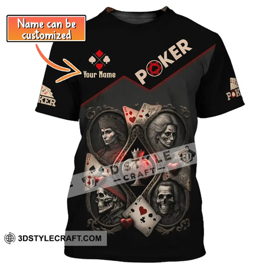 Unisex Shirt, Custom Name Poker T-Shirt, Poker Skull King Queen, Casino Shirt, Poker Gift style option 1