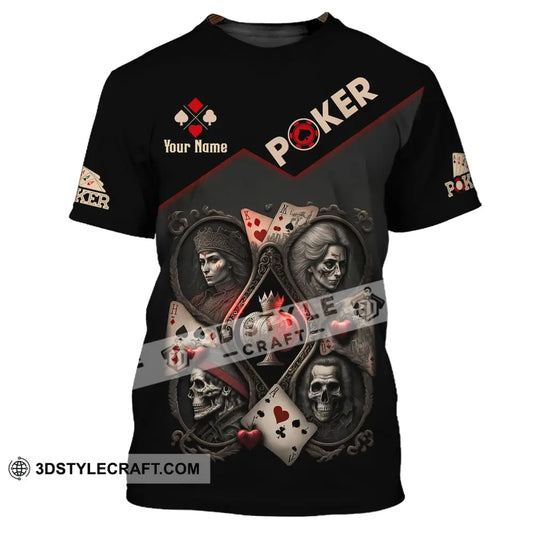 Unisex Shirt Custom Name Poker T-Shirt Skull King Queen Casino Gift / S