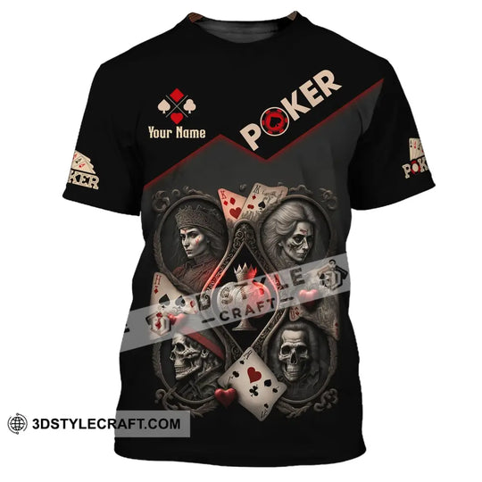 Unisex Shirt, Custom Name Poker T-Shirt, Poker Skull King Queen, Casino Shirt, Poker Gift style option 2