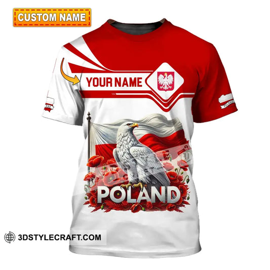 Unisex Shirt Custom Name Poland Polo Long Sleeve Gift T-Shirt