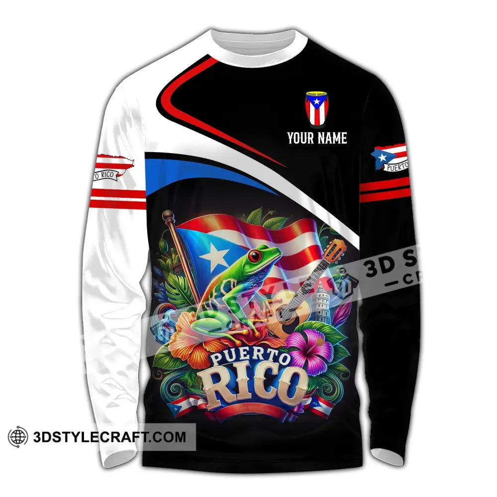 Unisex Shirt - Custom Name Puerto Rico Long Sleeve / S T-Shirt