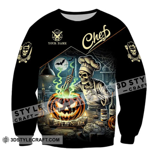 Unisex Shirt - Custom Name Shirt Pumpkin Halloween Skull Chef style option 4