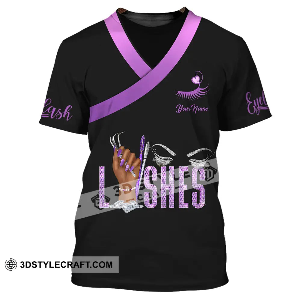 Unisex Shirt - Custom Name Purple Lashes T-Shirt / S T-Shirt