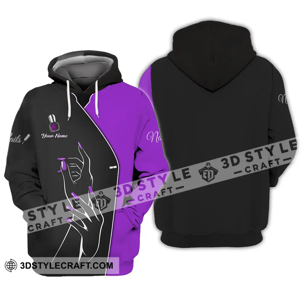 Unisex Shirt - Custom Name Purple Nails Hoodie / S T-Shirt