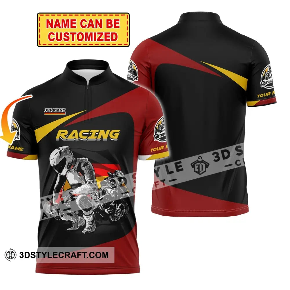 Unisex Shirt Custom Name Racing Germany Polo Long Sleeve Motorcycle T-Shirt