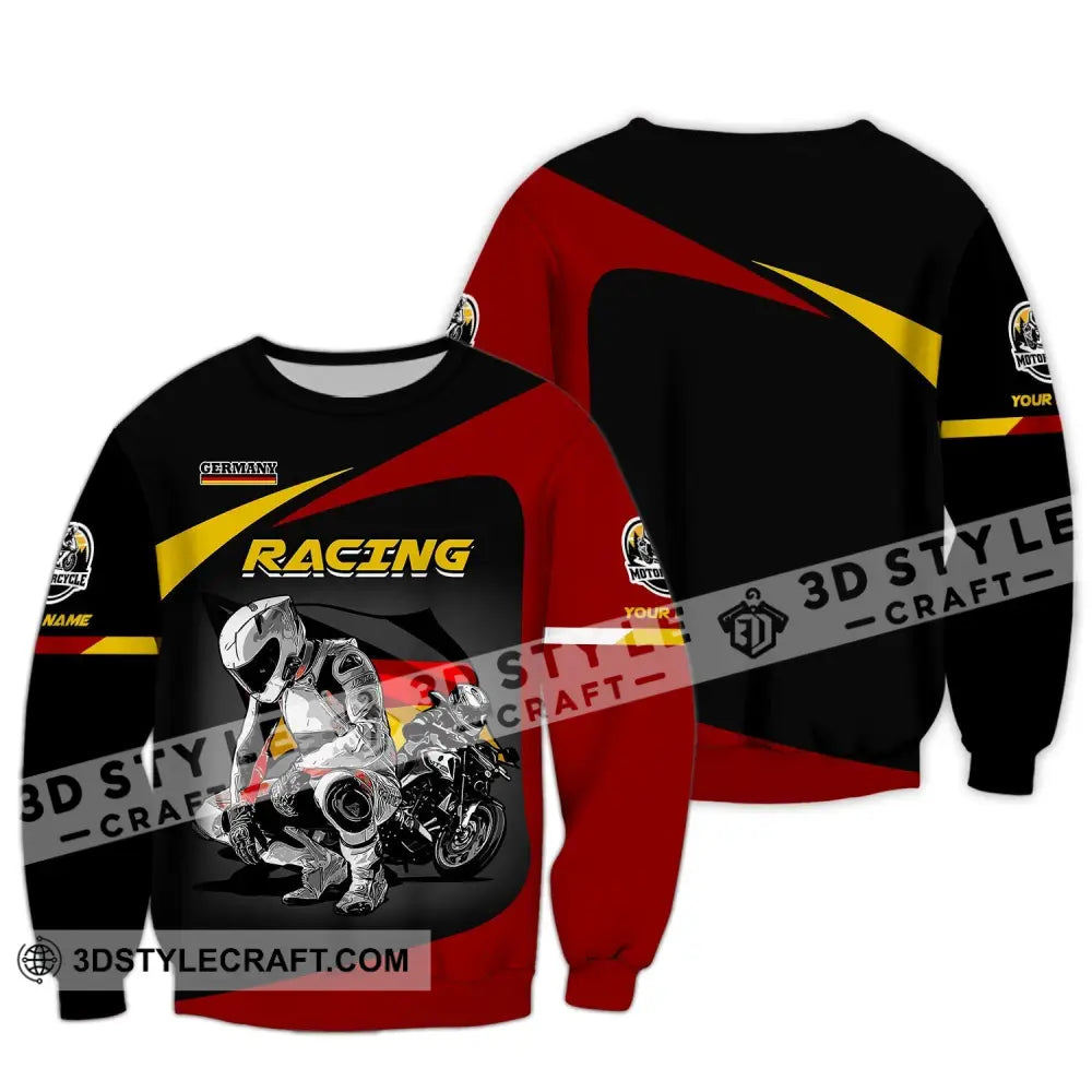 Unisex Shirt Custom Name Racing Germany Polo Long Sleeve Motorcycle T-Shirt / S