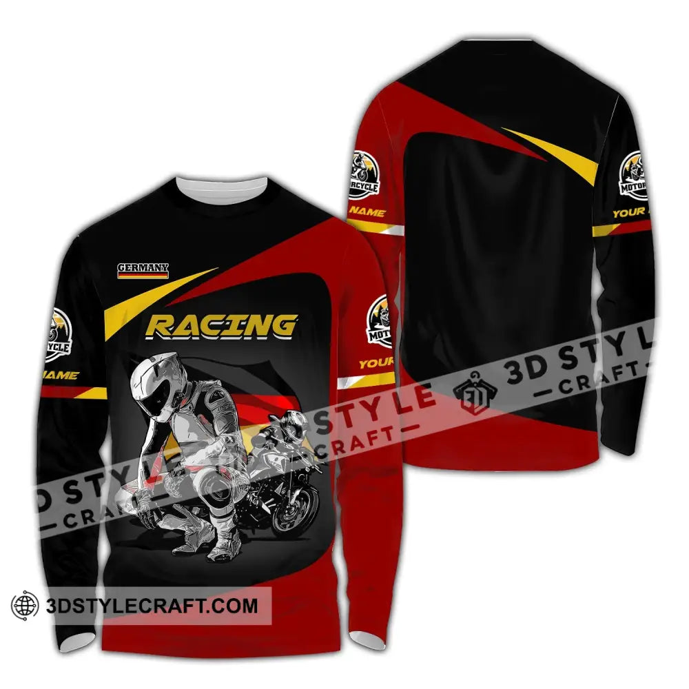 Unisex Shirt Custom Name Racing Germany Polo Long Sleeve Motorcycle T-Shirt / S