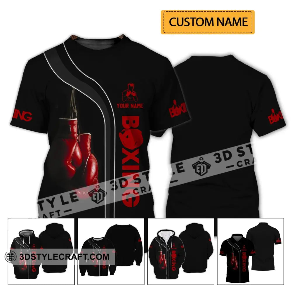 Unisex Shirt - Custom Name Red Boxing Gloves T-Shirt