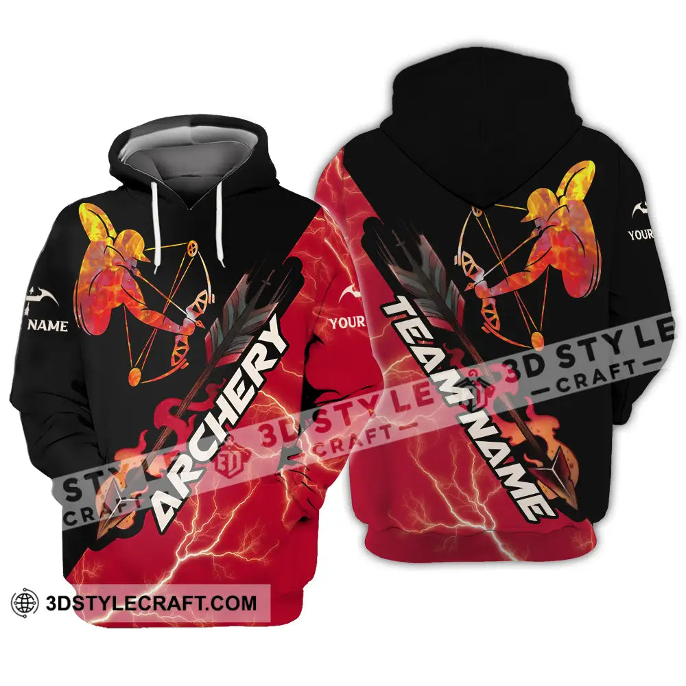 Unisex Shirt - Custom Name Red Fire Archery Hoodie / S T-Shirt