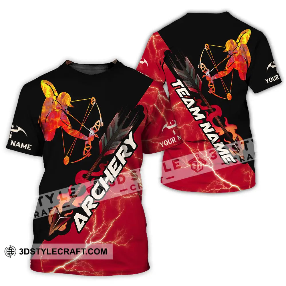 Unisex Shirt - Custom Name Red Fire Archery T-Shirt / S T-Shirt