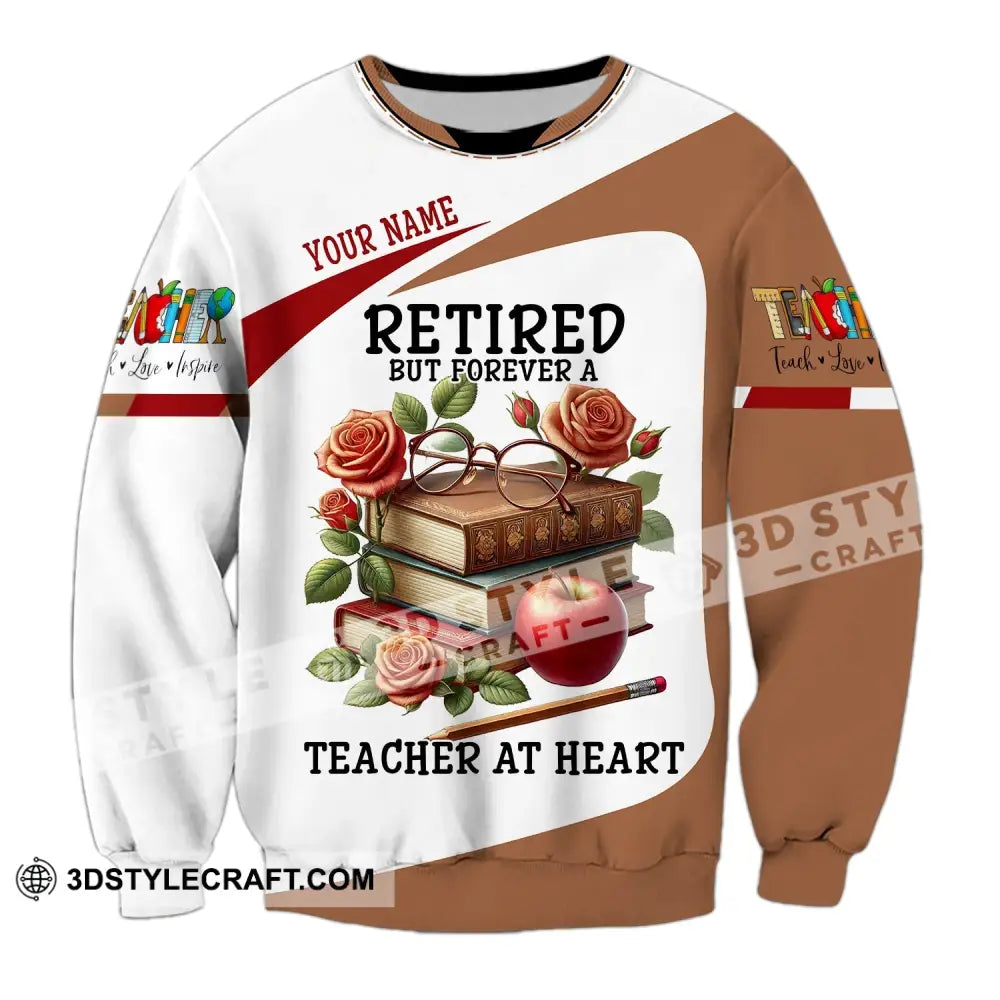 Unisex Shirt Custom Name Retired Teacher Polo Long Sleeve For / S T-Shirt