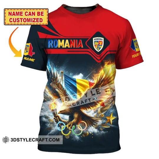 Unisex Shirt, Custom Name Romania Shirt, Romania Love Hoodie Long Sleeve Shirt style option 2