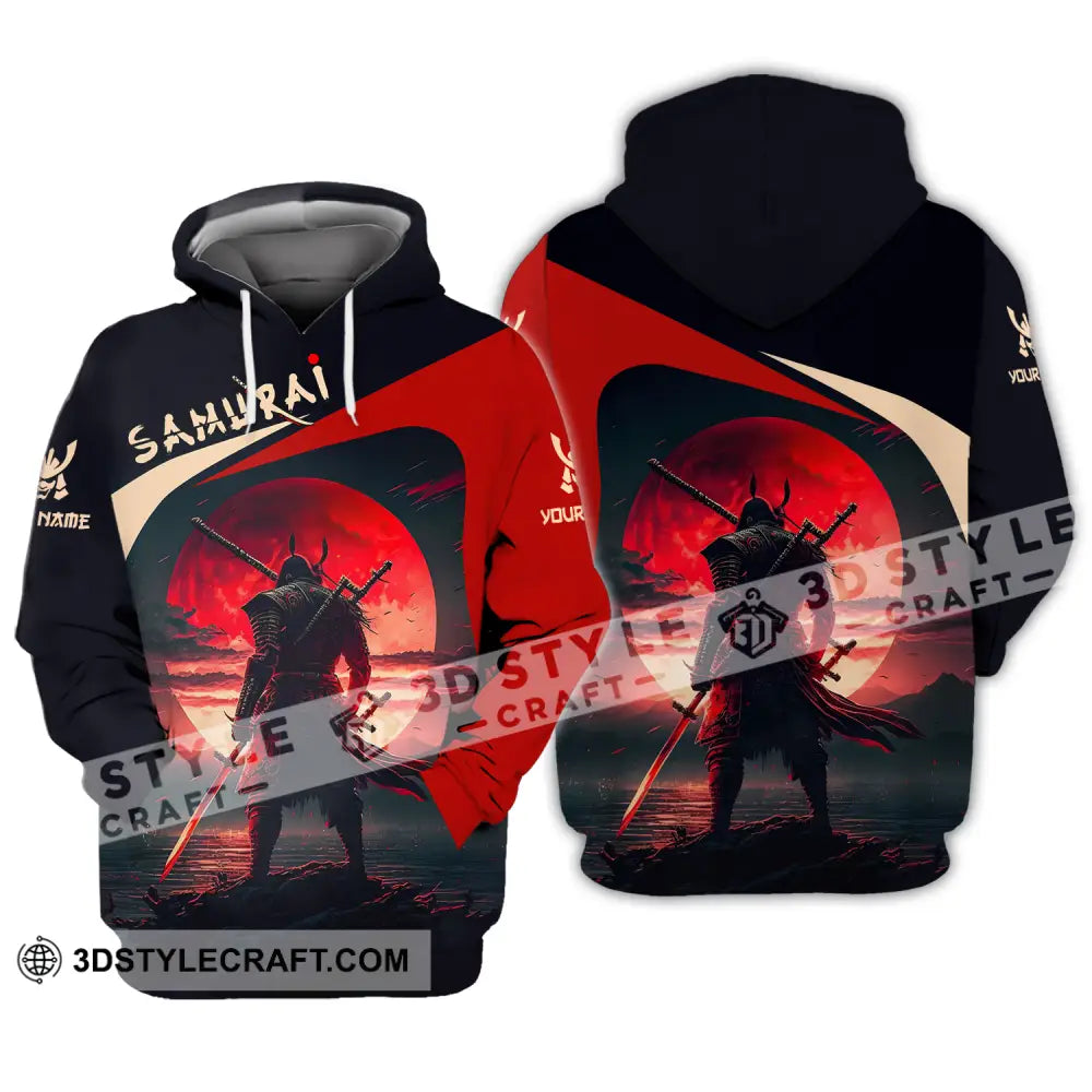 Unisex Shirt - Custom Name Samurai Red Black Hoodie / S T-Shirt