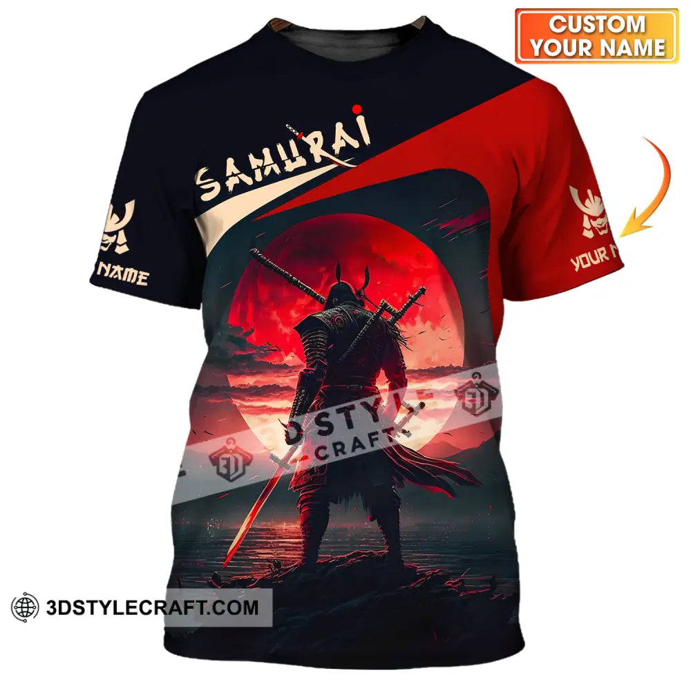 Unisex Shirt - Custom Name Samurai Red Black T-Shirt