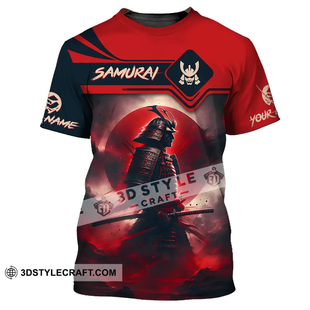 Unisex Shirt - Custom Name Samurai Red Moon T-Shirt / S T-Shirt