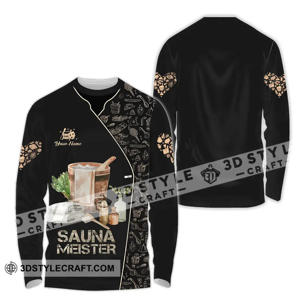 Unisex Shirt - Custom Name Sauna Heart Meister Long Sleeve / S T-Shirt