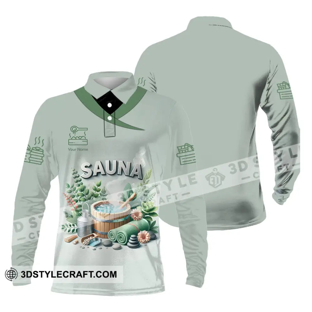 Unisex Shirt Custom Name Sauna Love Hoodie Polo Long Sleeve T-Shirt / S T-Shirt