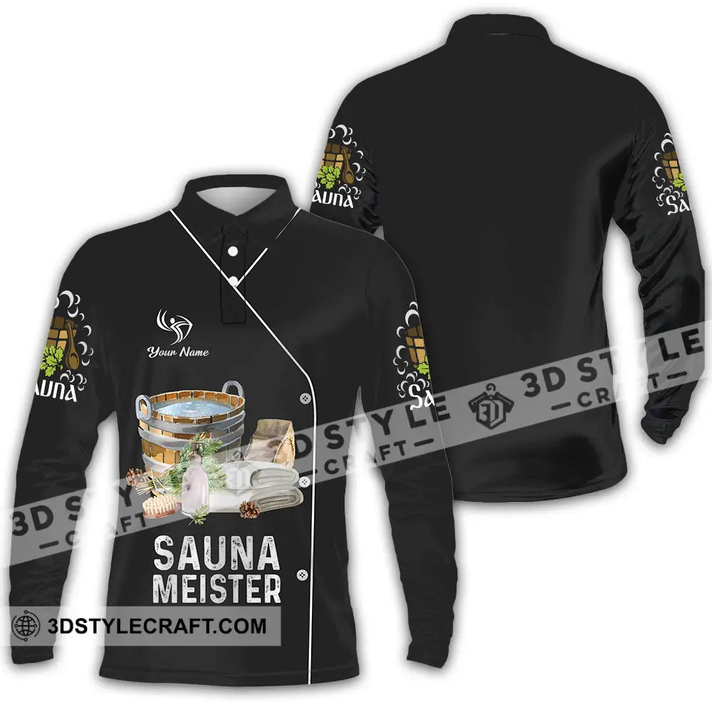 Unisex Shirt - Custom Name Sauna Meister Long Sleeve Polo / S T-Shirt