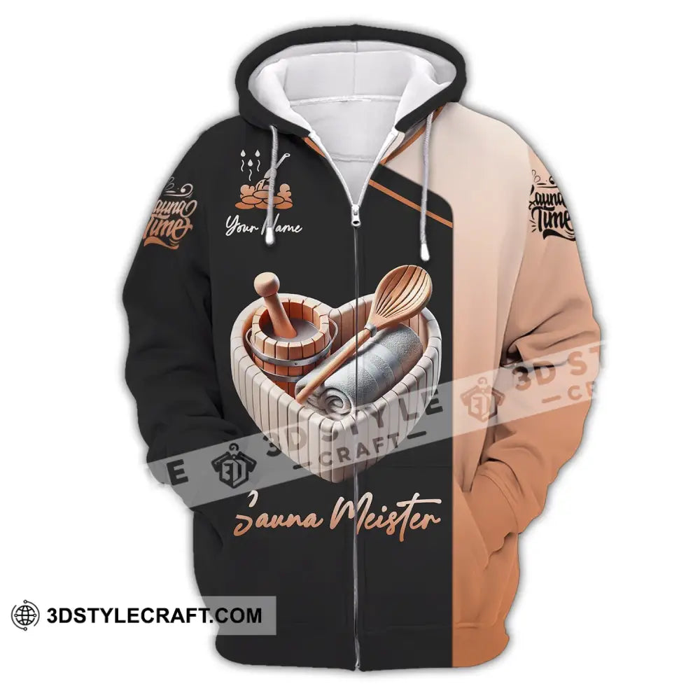 Unisex Shirt - Custom Name Sauna Meister Zipper Hoodie / S T-Shirt