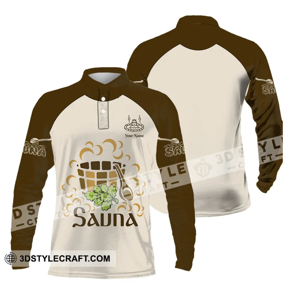 Unisex Shirt - Custom Name Sauna Relax Long Sleeve Polo / S T-Shirt