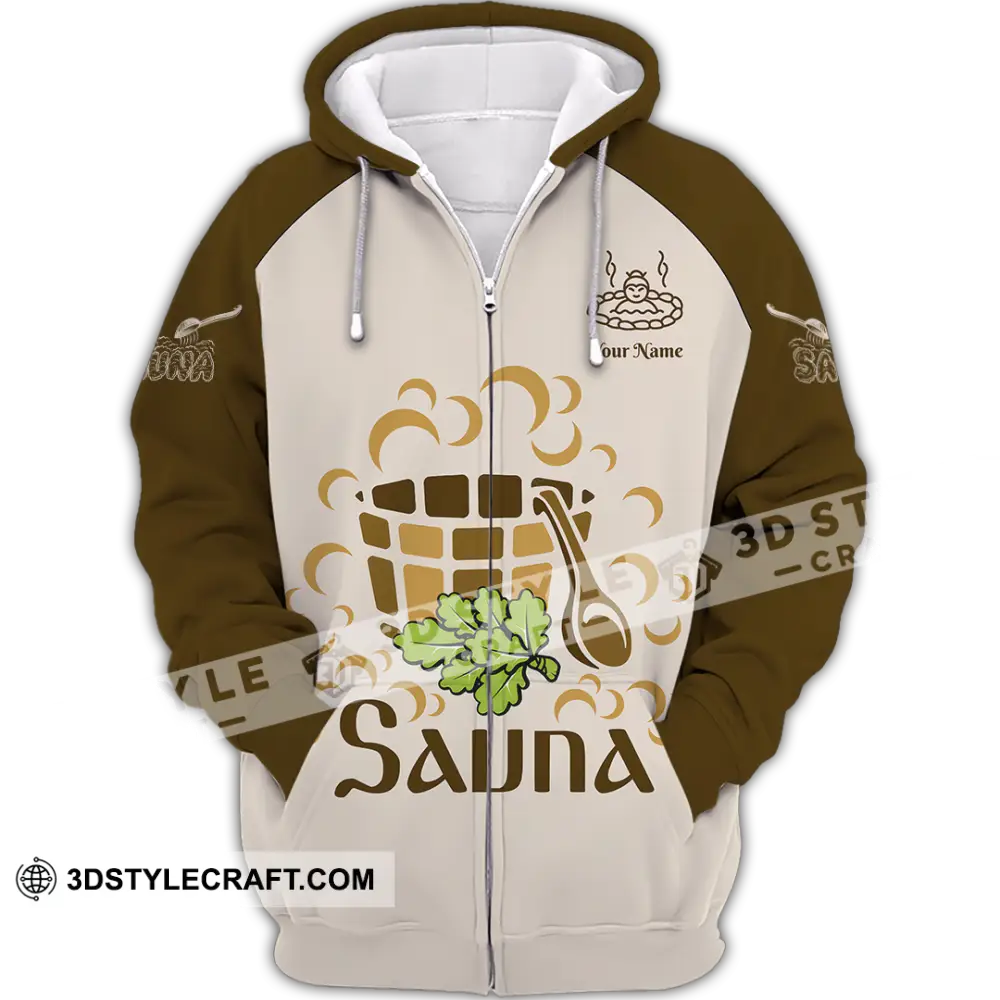 Unisex Shirt - Custom Name Sauna Relax Zipper Hoodie / S T-Shirt