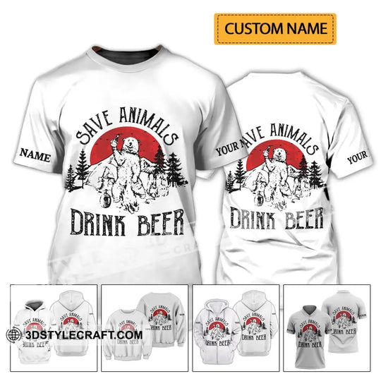 Unisex Shirt - Custom Name Shirt - Save Animals Drink Beer style option 2