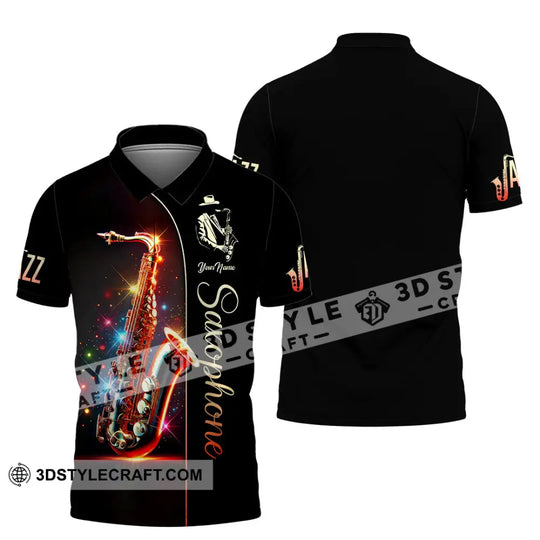 Unisex Shirt, Custom Name Saxophone Shirt, Saxophone Lover Polo Long Sleeve Shirt, Saxophone Gift style option 3