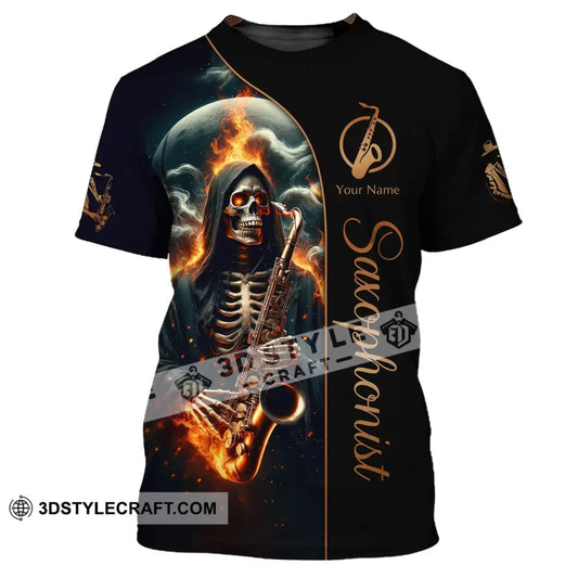 Unisex Shirt Custom Name Saxophone T-Shirt Saxophonist Gift Sax Player Shirts / S