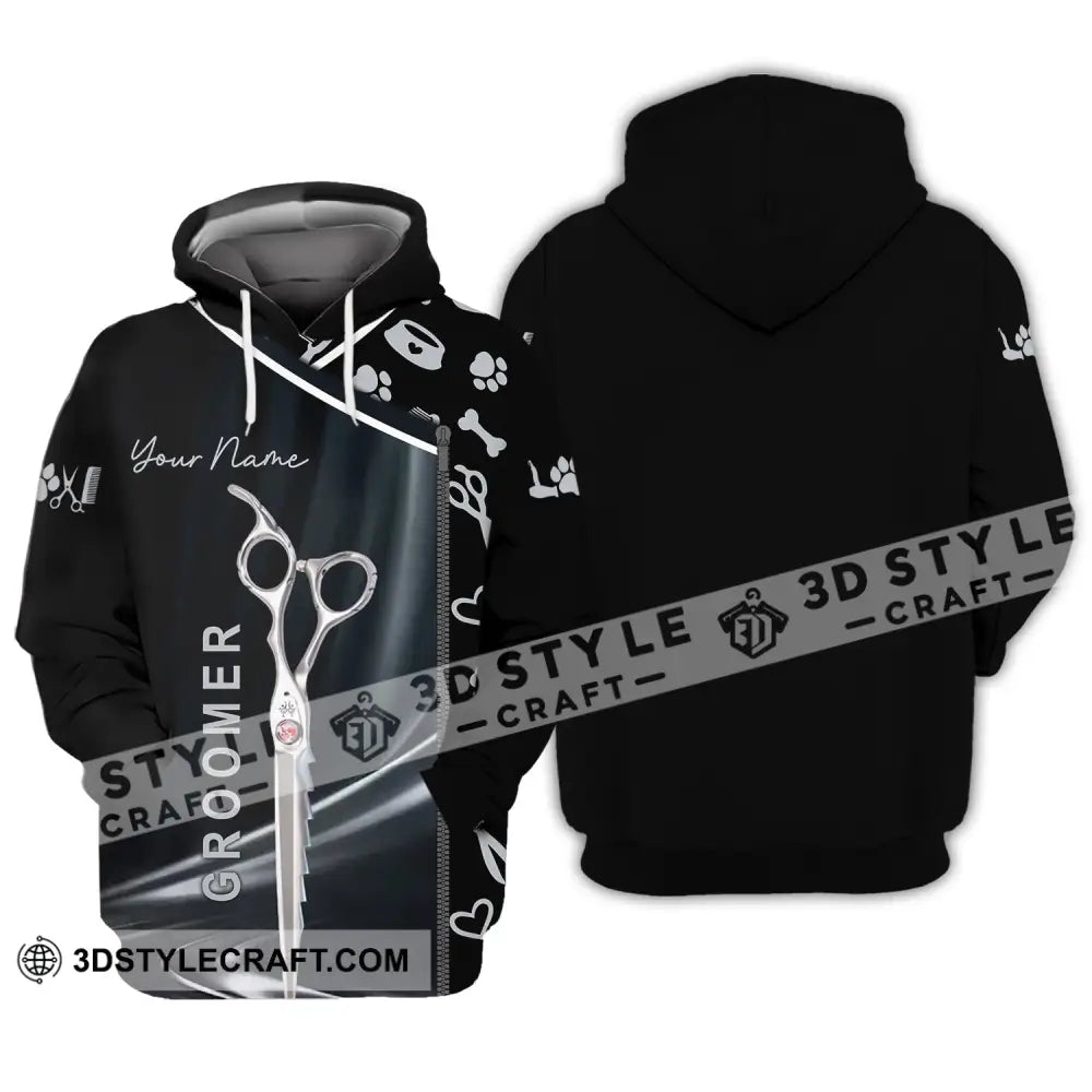 Unisex Shirt - Custom Name Scissors Groomer Hoodie / S T-Shirt