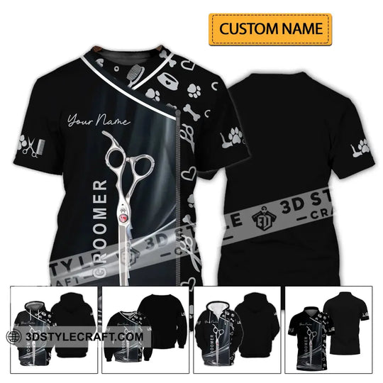Unisex Shirt - Custom Name Shirt - Scissors Groomer Shirt style option 2