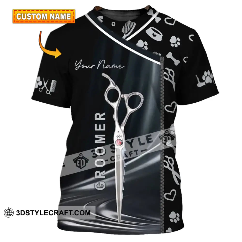 Unisex Shirt - Custom Name Scissors Groomer T-Shirt