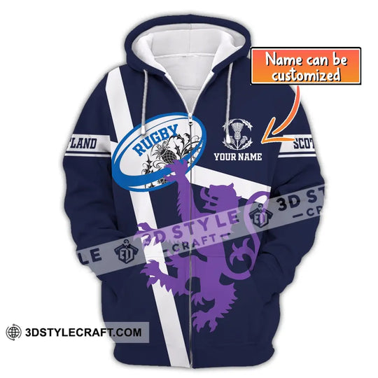 Unisex Shirt, Custom Name Scotland Hoodie, Scotland Rugby Shirt, Scotland Lover T-Shirt style option 2