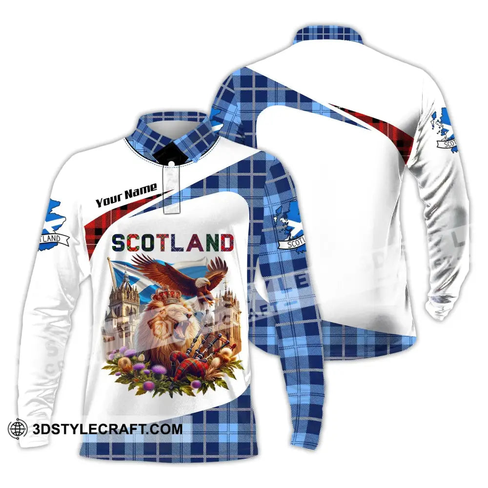 Unisex Shirt Custom Name Scotland Love Polo Long Sleeve Gift / S T-Shirt