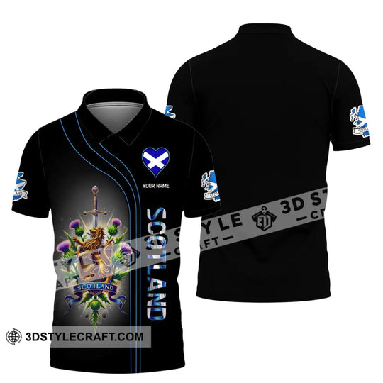 Unisex Shirt, Custom Name Scotland Shirt, Scotland Lover Polo Long Sleeve Shirt, Scotland Gift style option 4