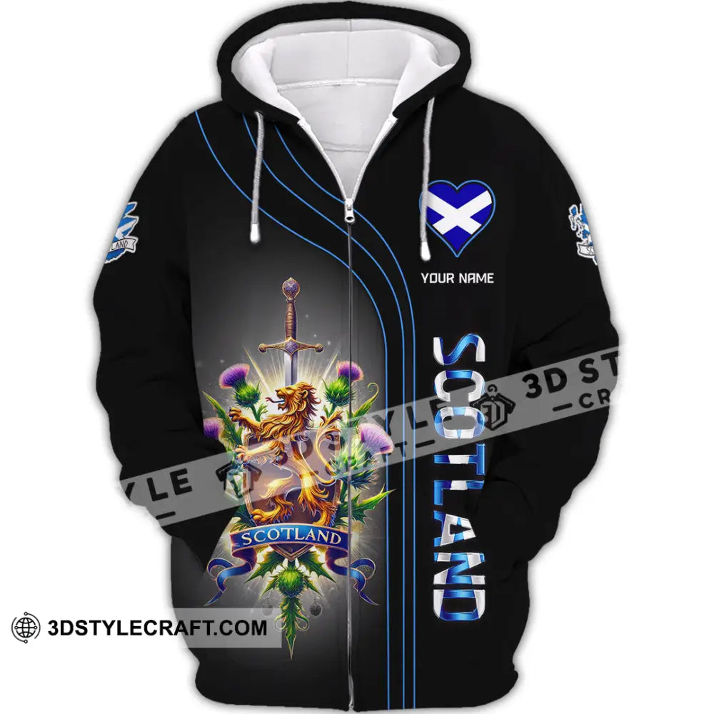 Unisex Shirt Custom Name Scotland Lover Polo Long Sleeve Gift Zipper Hoodie / S T-Shirt